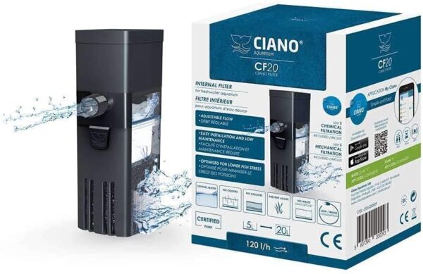 Ciano CF20 Filter for Aquariums, 5-20 L, High Performance, Easy Install, Reduced Maintenance