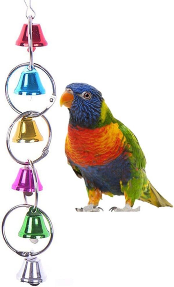 Colourful Ringer Bells Swing Toy for Bird Parrot African Greys Macaw Budgies Parakeet Cockatiels Cockatoo Conure Lovebird Finch Cage Perch