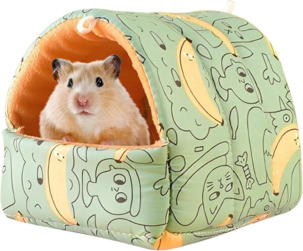 CutitiUU Guinea Pig Bed Hamster House Soft Warm Cage Cave Large Hamster Small Animal Beds Hideout Warm Hanging House Bed for Guinea Pig Bunny Hamster Chinchilla Ferret Rabbit (Green)