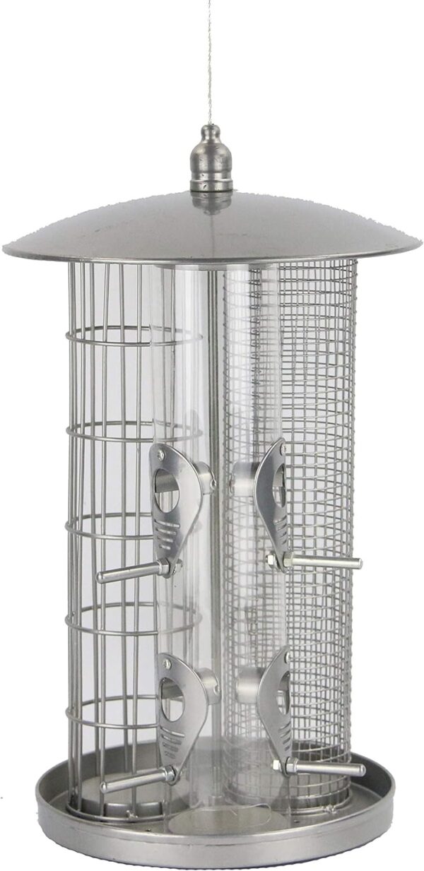 Dehner Natura 3-In-1 Wild Bird Feeder, Diameter: 22 cm, Height: 36.5 cm, Silver Metal