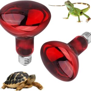 Dhqkqg 2 Pack Reptile Heat Lamp, 100W Heat Lamp for Reptiles, E27 Reptiles Heat Lamp Bulb, Infrared Heat Lamp for Reptiles, Reptile Heat Bulb, Basking Spot Heat Lamp for Reptiles, Tortoise, Snakes