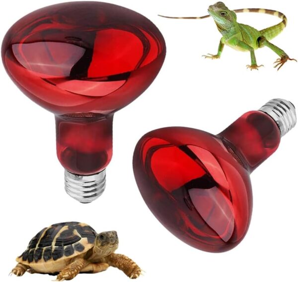 Dhqkqg 2 Pack Reptile Heat Lamp, 100W Heat Lamp for Reptiles, E27 Reptiles Heat Lamp Bulb, Infrared Heat Lamp for Reptiles, Reptile Heat Bulb, Basking Spot Heat Lamp for Reptiles, Tortoise, Snakes