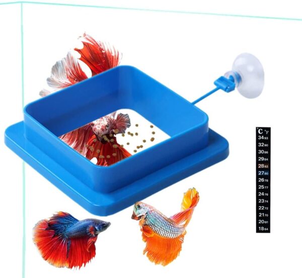 Fish Feeding Ring, Floating Food Feeder Thicken Square, Reduces Waste and Maintains Water Quality, for Flakes and Floating Fish Foods, for Guppy, Betta, Goldfish Etc