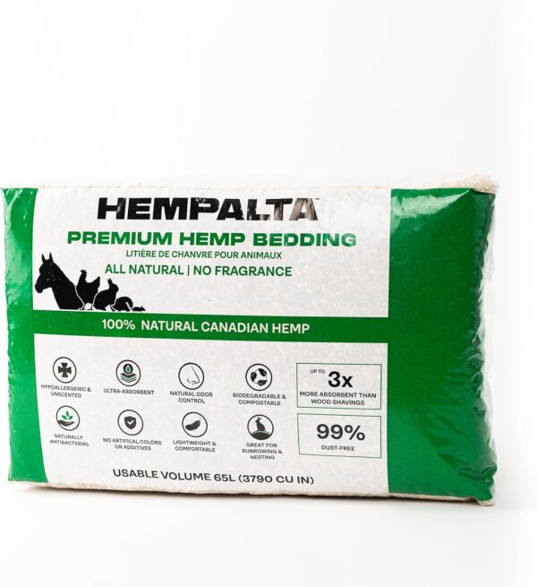 HEMPALTA Premium Hemp Bedding for Small Animals & Chickens: Ultra-Absorbent, Dust-Free & Comfortable (65L)