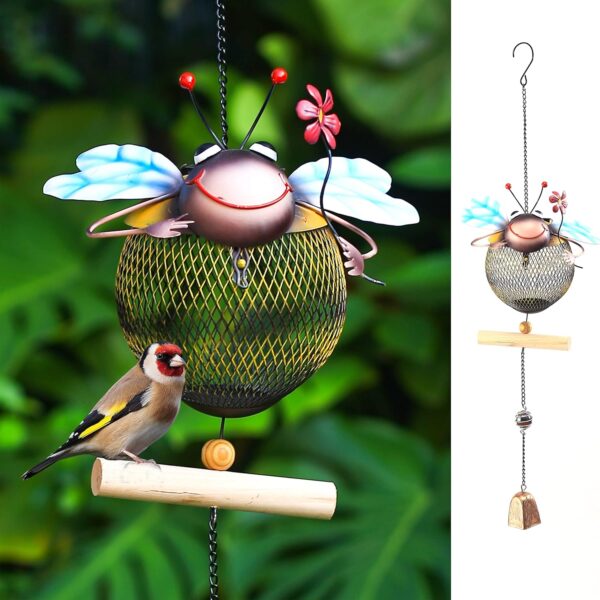 HSHD Solar Bird Feeders Squirrel-Proof for Outside,Cute Animal Shaped Birdfeeders,Bird feeder Gifts for Bird Lovers (Bee Shaped)