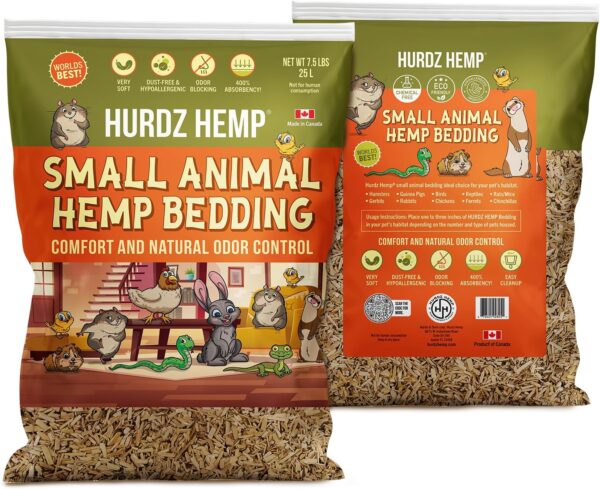 HURDZ HEMP [8Lbs Small Animals Hemp Bedding – Perfect for Indoor & Outdoor Use – 4X Absorbent, Super Soft & Dust-Free Hemp Bedding for Chickens, Rabbits, Rats etc. – Easy Maintenance Pet Bedding