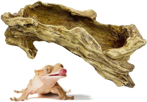 Hamiledyi Reptile Hide Cave Resin Bark Reptile Hideouts Simulation Tree Trunk Hideout Gecko Tank Accessories Terrarium Decor for Hermit Crabs Leopard Gecko Lizard Bearded Dragon(13.78" L x 3.94" H)