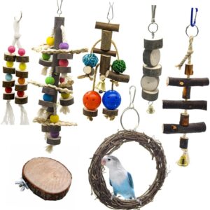 Happyyami 7pcs Parrot Bite Toy Bird Bite Toy Cockatiel Bird Cage Chew Toy Bird Toys Parrot Swing Bird Cage Toy Cockatiel Cage Parrot Toys Toyss Parakeet Toys Bamboo