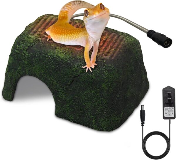 Heated Reptile Hides and Caves Resin Simulation Rock Bearded Dragon Cave Tank Decor Reptile Hideout Heating Hide for Lizards Tortoise Turtles Snake Gecko