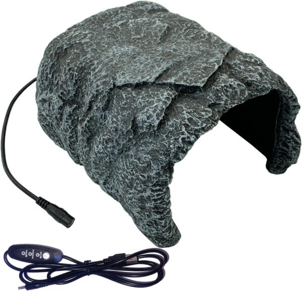 Heated Reptile Hides and Caves Resin Simulation Rock Reptile Hide Cave Bearded Dragon Hideout Heating Hide with Adjustable Temperature for Lizards Tortoise Turtles Snake Gecko