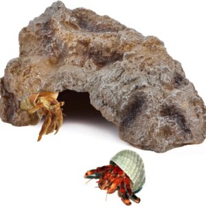 Hermit Crab Hides Large Rock High Simulation Reptile Cave Hideout Hide Stone Cave Amphibian Hides Resin Terrarium Habitat Decor Shelter for Gecko Bearded Dragon Lizard Turtle Frog Spider(Medium)