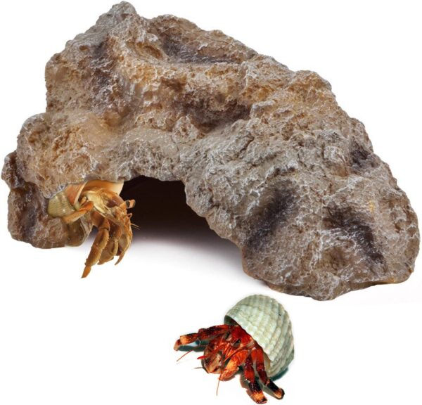 Hermit Crab Hides Large Rock High Simulation Reptile Cave Hideout Hide Stone Cave Amphibian Hides Resin Terrarium Habitat Decor Shelter for Gecko Bearded Dragon Lizard Turtle Frog Spider(Medium)