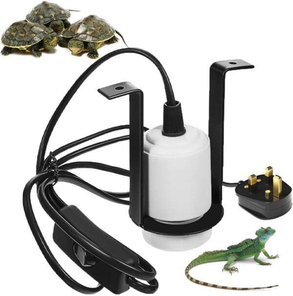 JOAASU Reptile Heat Lamp Holder, E27 300W Ceramic Heat Bulb Holder for Reptiles, Pet Bulb Socket with On/Off Switch & Plug, Ceramic Socket Light Stand for Lizard Turtle Snake Reptile [Energy Class A]