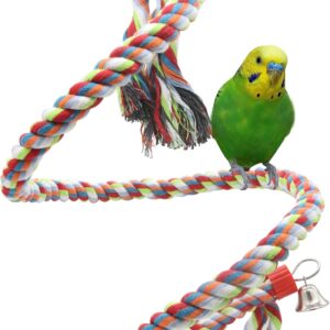 JVHLOV 160cm Bird Standing Climbing Toy, Bird Spiral Rope Swing Toy, Parrot Budgie Rope, Cage Colorful Parrot Toys, for Parrot Parakeet Budgies Lovebirds Cockatiels