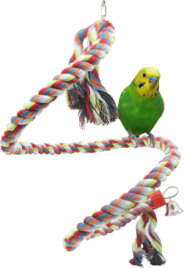 JVHLOV 160cm Bird Standing Climbing Toy, Bird Spiral Rope Swing Toy, Parrot Budgie Rope, Cage Colorful Parrot Toys, for Parrot Parakeet Budgies Lovebirds Cockatiels