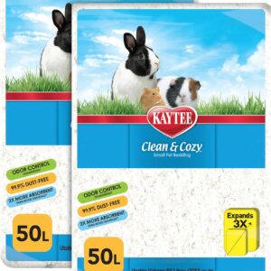 Kaytee Clean & Cozy White Paper Bedding, Made for Small Animals, 100 Liters, Pack of 2