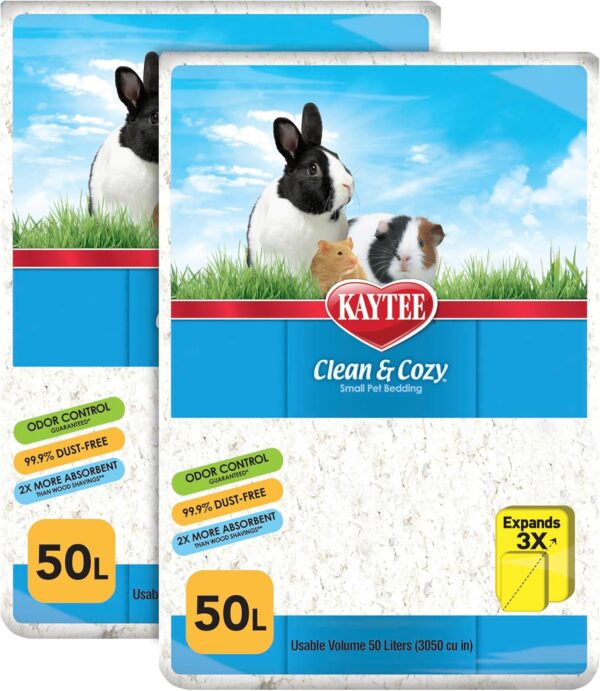 Kaytee Clean & Cozy White Paper Bedding, Made for Small Animals, 100 Liters, Pack of 2