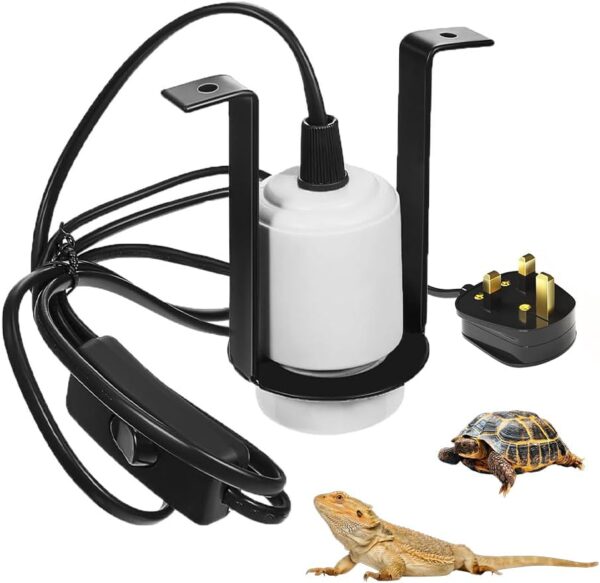 LUFEIS Reptile Heat Lamp Holder, E27 300W Ceramic Heat Bulb Holder for Reptiles, Pet Bulb Socket with On/Off Switch & Plug, Ceramic Socket Light Stand for Lizard Turtle Snake Reptile [Energy Class A]