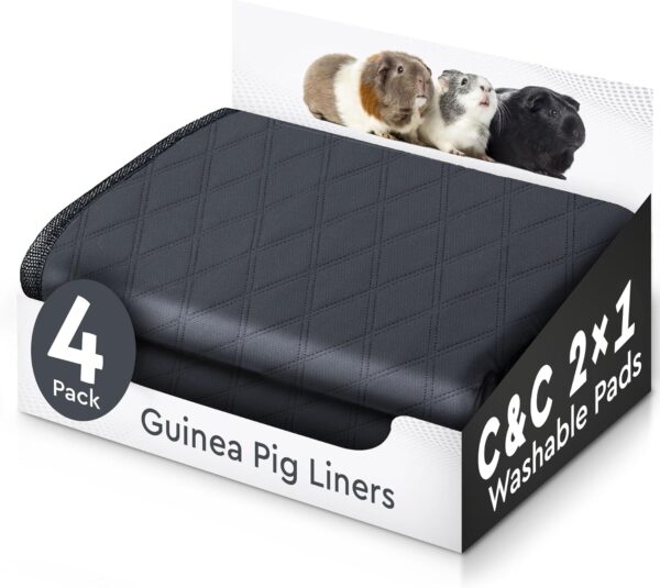 LUFTPETS Washable Guinea Pig Cage Liners for C&C 2x1, 4 Pcs, Keep Moisture Away, Anti-Slip Rabbit Mats for Cages, Absorbent Guinea Bedding, Reusable Pee Pads for Dogs, Bunnies & Small Animals