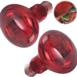 LYPPUL Reptile Heat Lamp Bulb, 2 Pack 100W Infrared Heat Lamp for Reptile, Basking Spot Red Heat Light, Tortoise Heat Lamp Bulb for Lizards Spiders Snakes Turtles Chicks Puppies Vivarium