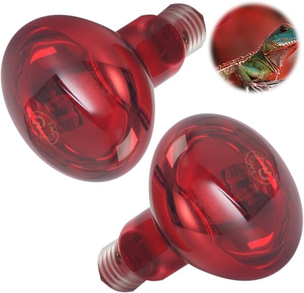 LYPPUL Reptile Heat Lamp Bulb, 2 Pack 100W Infrared Heat Lamp for Reptile, Basking Spot Red Heat Light, Tortoise Heat Lamp Bulb for Lizards Spiders Snakes Turtles Chicks Puppies Vivarium