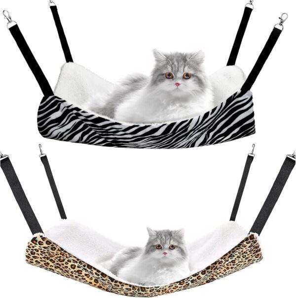 Larfraecy 2Pcs Pet Cage Hammock, Hanging Pet Hammock Plush Bed Cage for Small Animals Winter Hamster Hanging House Soft Sleeping Beds Rat Cage Accessories Guinea Pig Hideout for Rat, Rabbit, Squirrel