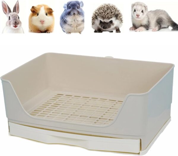 Large Rabbit Litter Tray,Rabbit Litter Box Toilet,Pet Potty Trainer with Drawer for Rabbit Guinea Pig Galesaur Ferrets Hamster Hedgehog Small Animals (Popular)