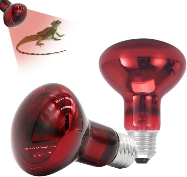 Mineup 100W Reptile Heat Lamp Bulb, E27 UVA Infrared Basking Heat Lamp, 2 Pack Infrared Heat Lamp for Reptile, Basking Spot Lamp, Basking Spot Red Heat Light for Lizards,Turtles,Chicks,Puppies