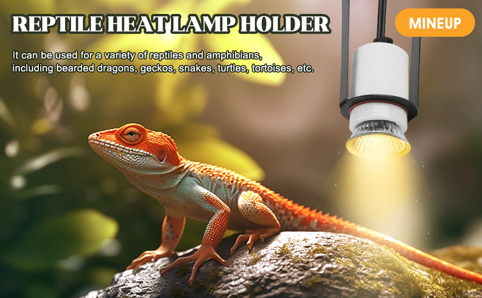 Mineup Reptile Heat Lamp Holder, E27/E26 Ceramic Bulb Holder,