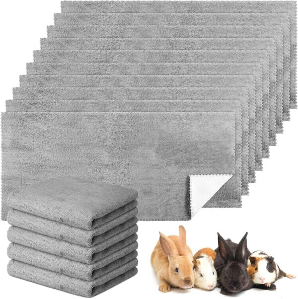 Mixweer 10 Pcs Washable Blankets for Dog 22 x 47 Inch Guinea Pig Bunny Cat Waterproof Small Animal Pee Pad Pet Blanket Reusable Sleep Bedding Mat Absorbent Cage Liner Pad Cover (Gray)