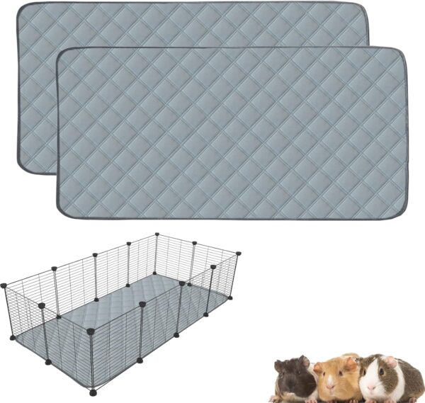 Mooydee 2 Pack Guinea Pig Cage Liners for C&C 2x4 Habitat Washable Guinea Pig Bedding Super Absorbent | Waterproof | Non Slip| Reusable Guinea Pig Pee Pads for Small Animals Cages - 57.1" x 27.6"