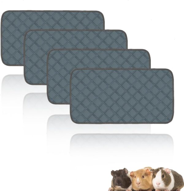 Mooydee 4 Pack Guinea Pig Cage Liners Washable Guinea Pig Bedding Reusable Waterproof Super Absorbent Guinea Pig Pee Pads Anti Slip Mat for Small Animals Rabbit Hamster Rat -28 x 14 Inch