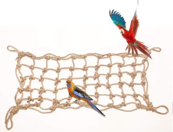 Morezi Parrot Bird Climbing Net Cotton Rope Cage Wood Hemp Rope Ladder Toy Play Gym Hanging Swing Net Parrot Perch Hammock Toy Decor for all kinds of parrot