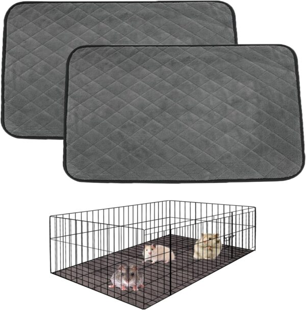 NEOGULY 2 Packs Fleece Guinea Pig Cage Liner Washable, Waterproof & Anti Slip Guinea Pig Fleece Cage Liners Super Absorbent Reusable Guinea Pig Bedding Pee Pads Accessories (120 × 60CM)