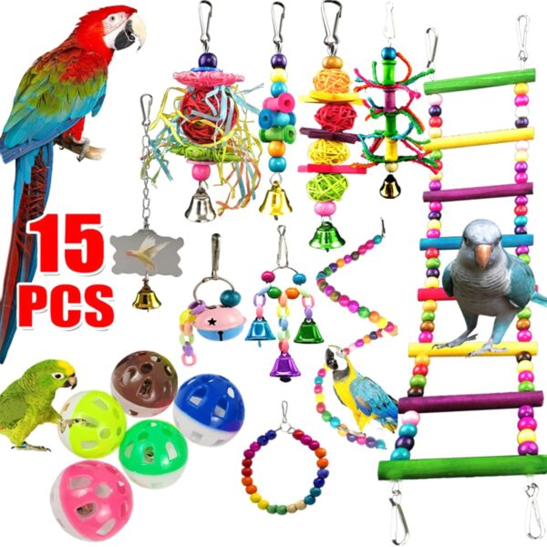 NPXUAMTJ Bird Cage Toy Parakeet Ladder Birds Swing Bird Toy Accessories Parrot Toy Chewing Bird Toy Parrot Toy