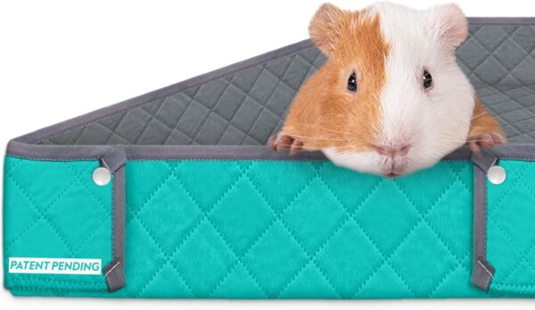 Paw Inspired Critter Box Washable Cage Liner, Reversible Fleece Bedding with Raised Sides for Guinea Pigs and Other Small Animals (C&C 2x3, Gray/Green)