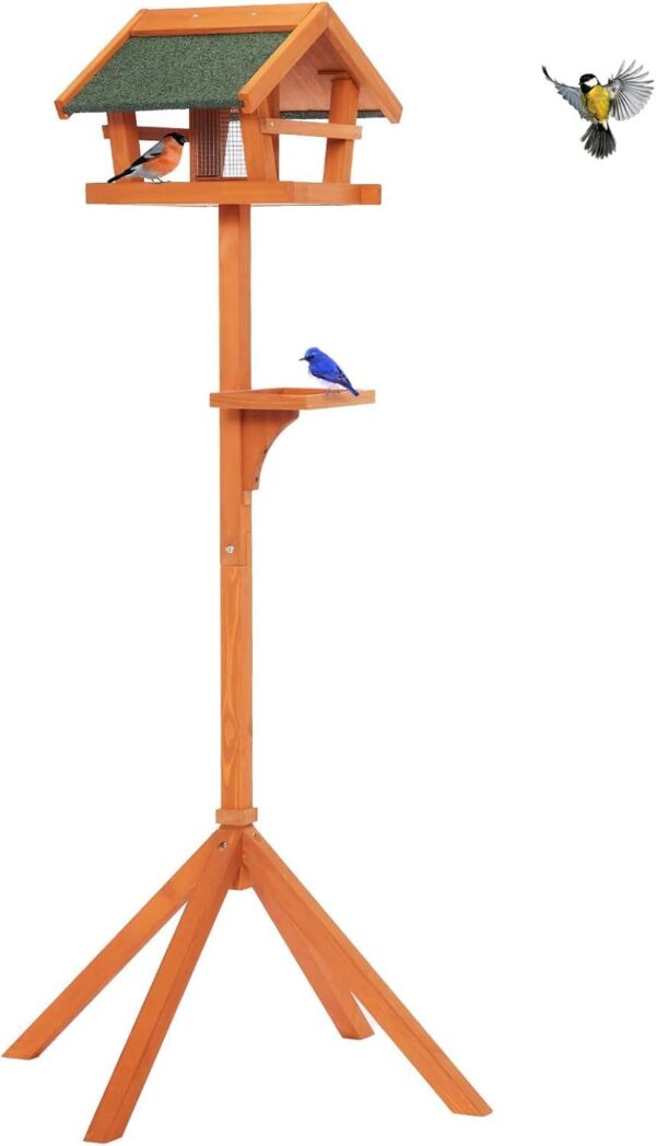 Petsfit Bird Tables for Garden Use, 151CM Upgraded Heightened Bird Feeder Easy to Assemble Wooden Bird Table, Weatherproof Bird Tables with Removable feeders and 2 Feeder Tray