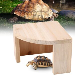 Reptile Cave Hideout Habitat, Wooden Hiding Cave for Reptile and Amphibian Terrarium Fish Tank, Tortoises Lizard Spider Hideouts House