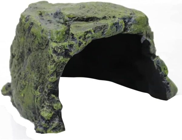 Reptile Rock Hideout Cave, Aquarium Habitat Décor for Tortoise, Reptiles, Small Lizards, Turtles, Bearded Dragon Tortoise (Cube shape)