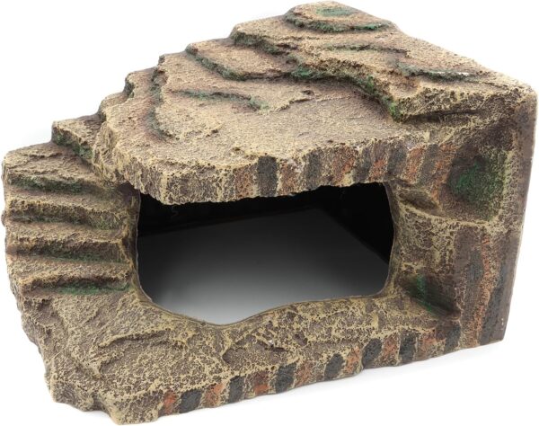 Resin Reptile Hideouts Cave Habitat Decor for Gecko Leopard Lizards Toad Turtle (B- Extra Large)