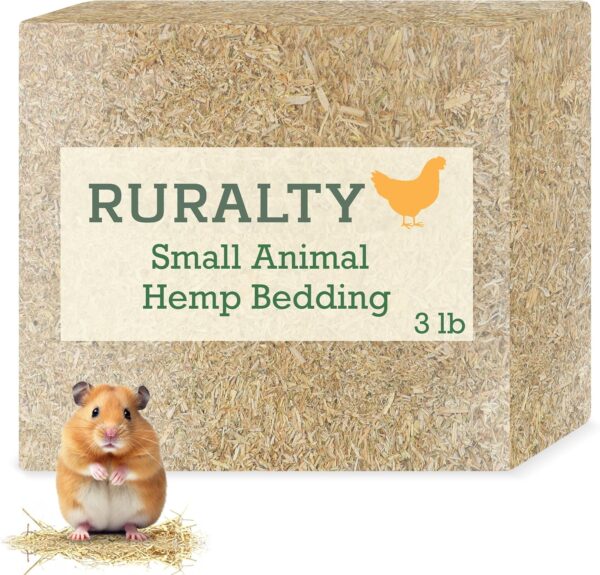 Ruralty Hemp Bedding for Chickens - 3 Pound Absorbent Chicken Coop Bedding - Odor Reducing USA Grown Hamster, Mouse, Rabbit, Horse, Chick, Gerbil and Small Animal Brooder Flooring