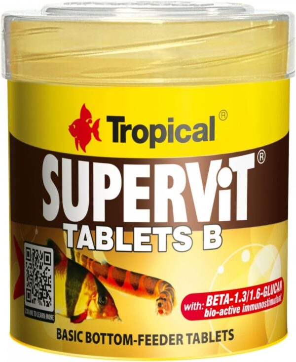 SUPERVIT TABLETS B 50ml / 36g / 200 pcs - sinking multi-ingredient tablets for bottom-feeding fish, snails, crustaceans (immunity & growth)