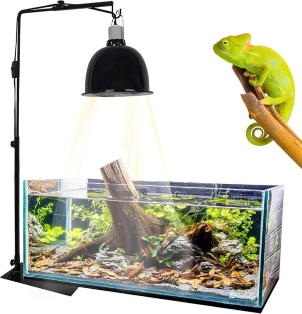 SuQurtom Reptile Heat Lamp Stand, Adjustable 13-25 Inch Metal Floor Light Holder Stand, Reptile Light Fixture Hanger for Snake Tortoise Lizard Turtle Spider Terrarium Fish Aquarium [Energy Class A]