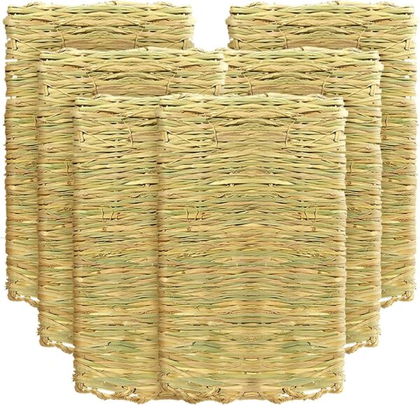 SunGrow 6 Pack Chinchilla Grass Mat, 8” x 11”, Bunny Foraging Straw Bedding Floor Mat for Rabbit Cages and Nesting Box Sleeping, Chew Mat Bed for Guinea Pig, Squirrel, Hamster, Cat and Small Animal