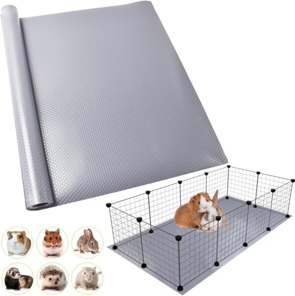 TCYPUHL Washable Guinea Pig Bedding Cage Liner Waterproof Rabbit Bedding, Easily Cut to Suit Cage and Reusable Pads for Guinea Pigs, Rabbits, Hamsters, Gerbils, and Chinchillas,18"×79" 1pcs, Grey Mat