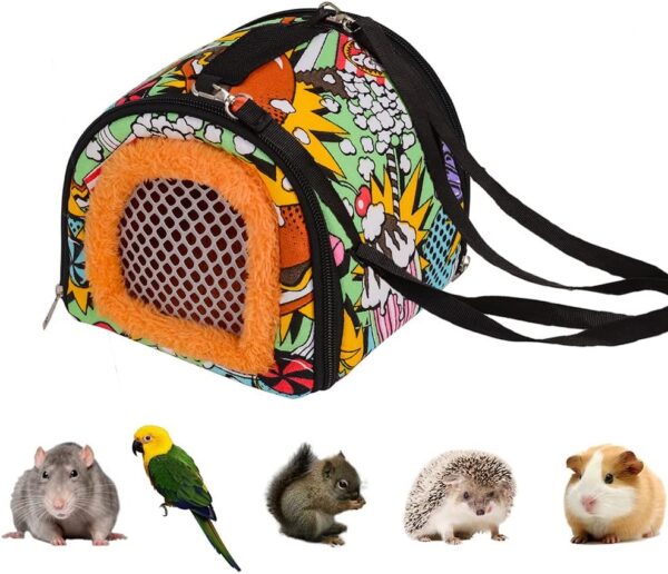 TeTupGa Small Animal Hamster Carrier, Portable Outgoing Bird Travel Cage Warm Zipper Breathable Guinea Pig Carry Cage For Rat Chinchilla