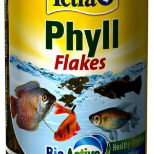 Tetra Phyll Flakes Fish Food for All Herbivorous Ornamental Fish, Flake Food with Essential Fibre, 100 ml Tin