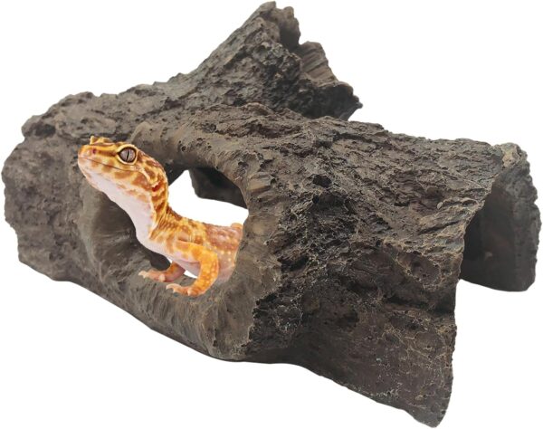 Tfwadmx Reptile Hide, Gecko Tank Accessories, Snake Hides, Resin Hollow Log for Reptile Tank, Aquarium Decorations Betta Fish Hideout for Crested Geckos, Chameleons, Corn Snakes, Frogs