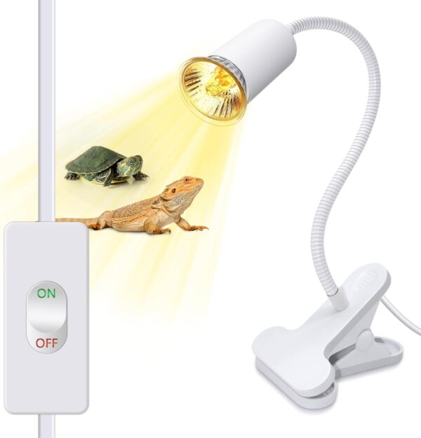 Tortoise Heat Lamp Reptile Heating Lamp Terrarium Heat Lamp for Reptile Turtle Lamp UVA UVB Aquarium Basking Light 360°Rotatable Ceramic Bulb Holder with 2.4M Cable Tortoise Accessories (No Bulb)