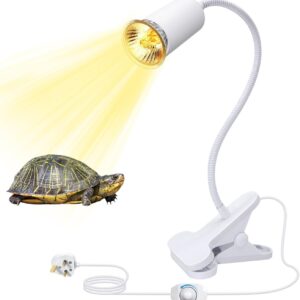 Tortoise Heat Lamp UVA UVB Reptile Heat Lamp Basking Lamp with Ceramic Bulb Holder Terrarium Heat Lamp with Clip Turtle Tank Accessories Tortoise Light 360°Flexible Aquarium Heating Light for Lizard